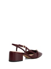 Dune London Red Definition Square Toe Slingback Shoes - Image 4 of 6