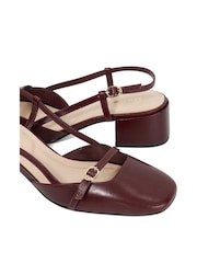 Dune London Red Definition Square Toe Slingback Shoes - Image 6 of 6