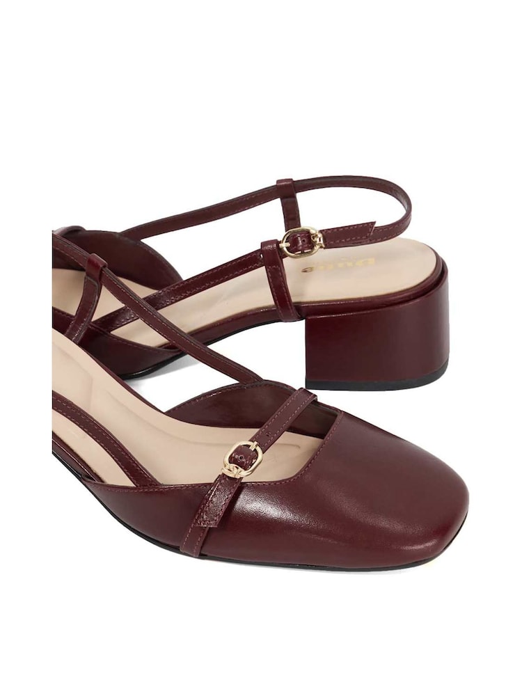 Dune London Red Definition Square Toe Slingback Shoes - Image 6 of 6