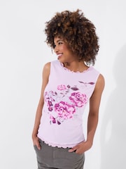 Joe Browns Pink Layered Mesh Floral Sleeveless Top - Image 3 of 5