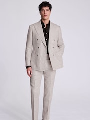 MOSS Natural Tailored Fit Beige Linen Jacket - Image 3 of 4