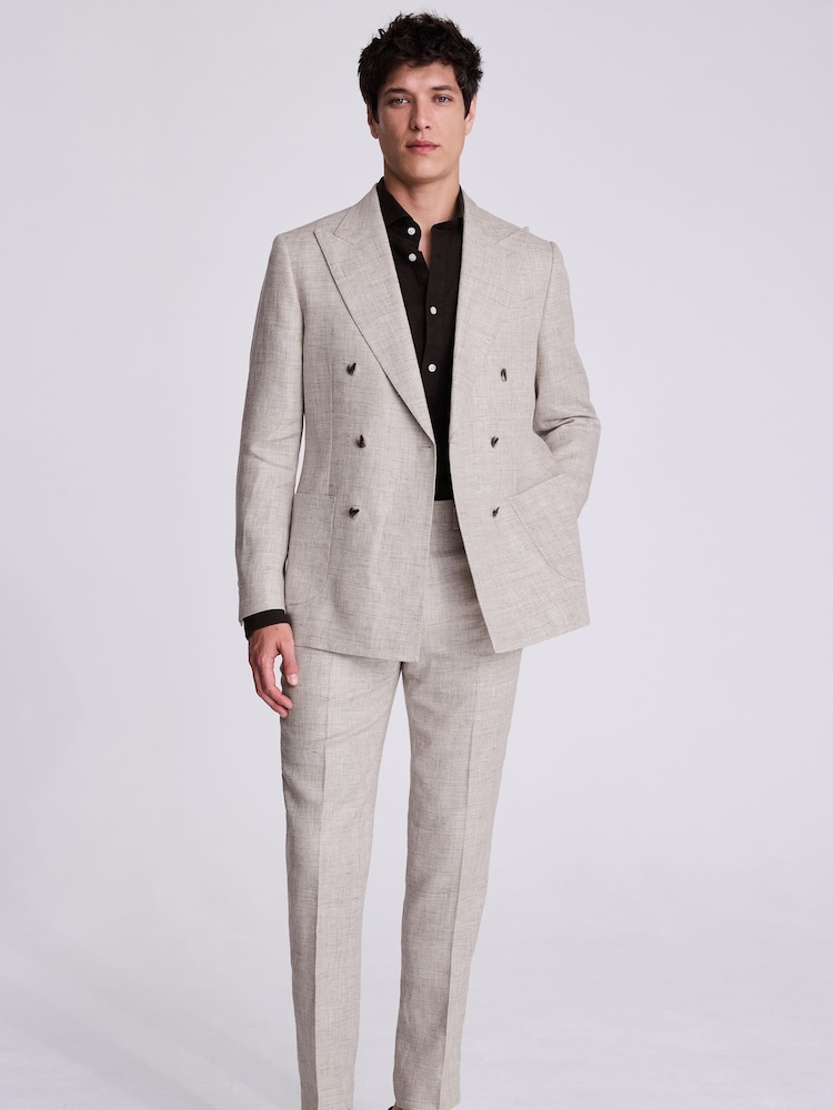 MOSS Natural Tailored Fit Beige Linen Jacket - Image 3 of 4