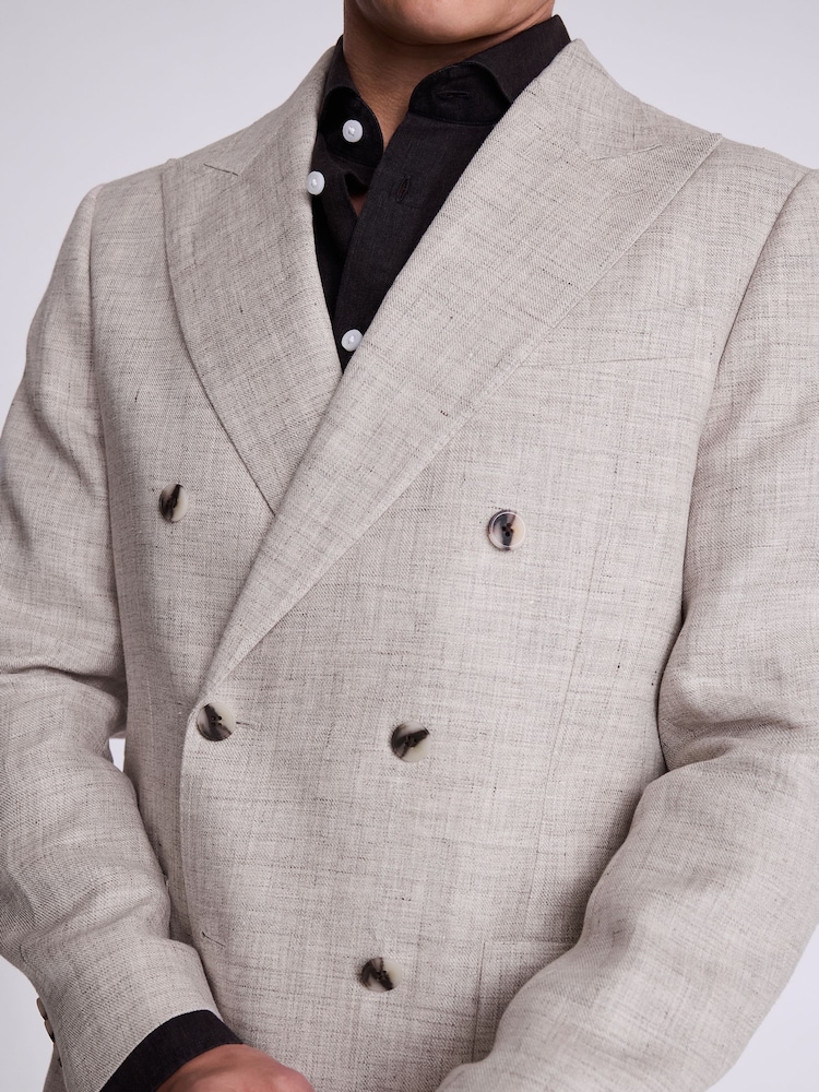 MOSS Natural Tailored Fit Beige Linen Jacket - Image 4 of 4
