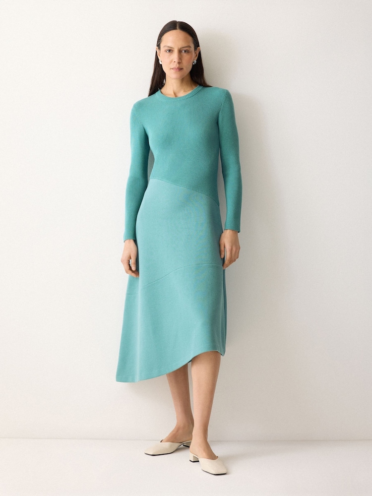 Jigsaw Blue Knit And Jersey Dress - Image 1 of 7 Jigsaw Blue Knit And Jersey Dress - Image 1 of 7