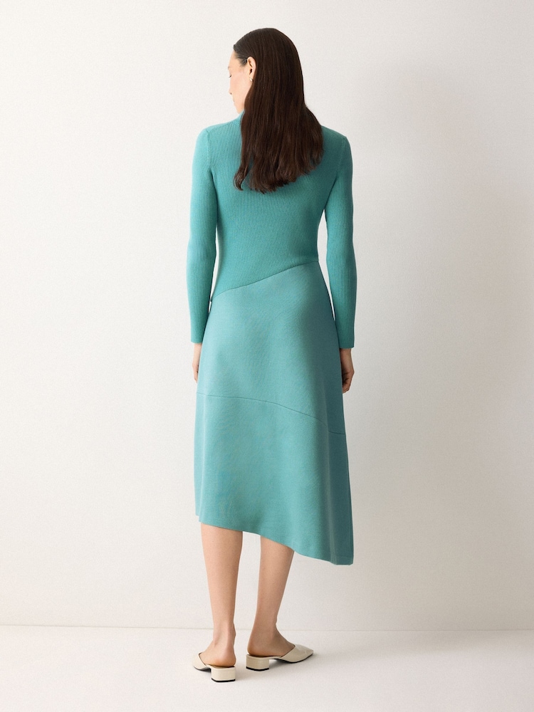 Jigsaw Blue Knit And Jersey Dress - Image 2 of 7