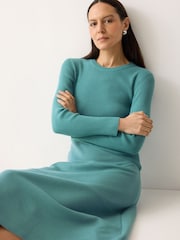 Jigsaw Blue Knit And Jersey Dress - Image 4 of 7