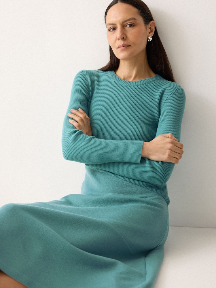 Buy Jigsaw Blue Knit And Jersey Dress from Next USA