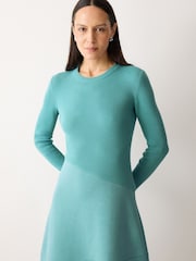 Jigsaw Blue Knit And Jersey Dress - Image 6 of 7