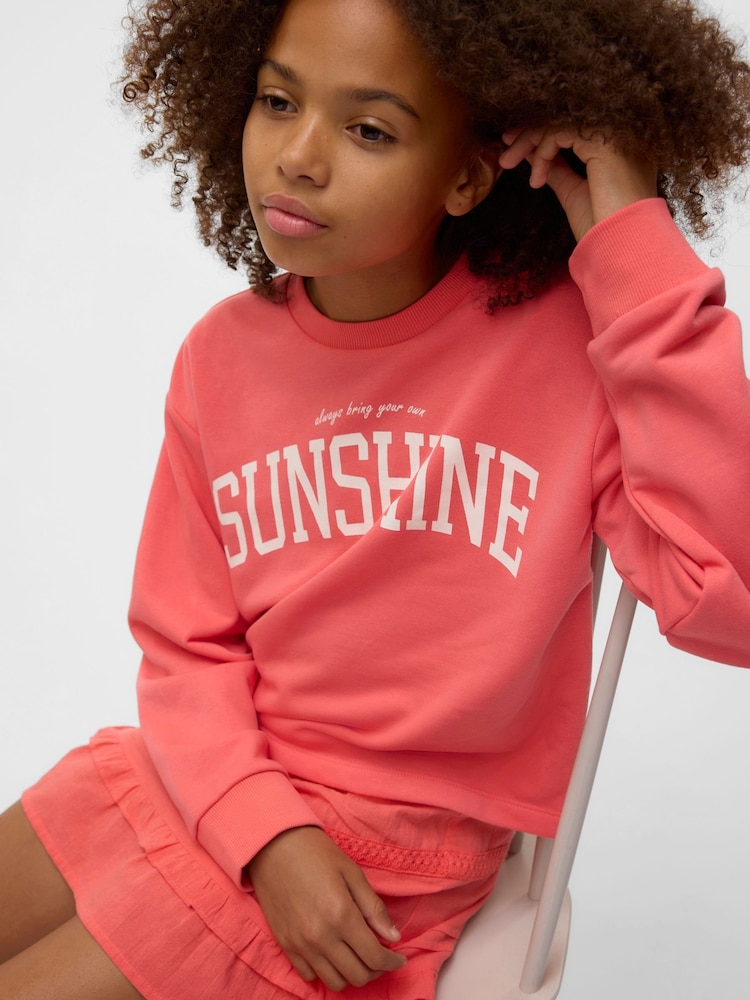 VERO MODA Girls Pink Graphic Logo Sweatshirt - Image 1 of 3 VERO MODA Girls Pink Graphic Logo Sweatshirt - Image 1 of 3