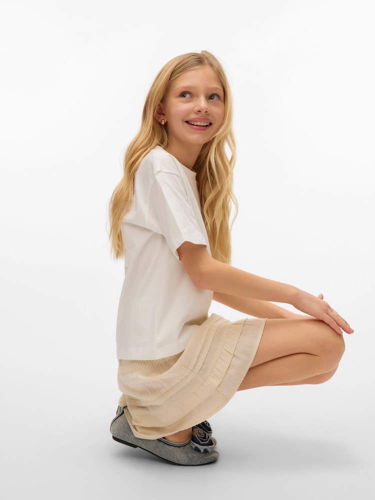 VERO MODA Cream Elasticated Waist Woven Mini Skirt - Image 1 of 5 VERO MODA Cream Elasticated Waist Woven Mini Skirt - Image 1 of 5