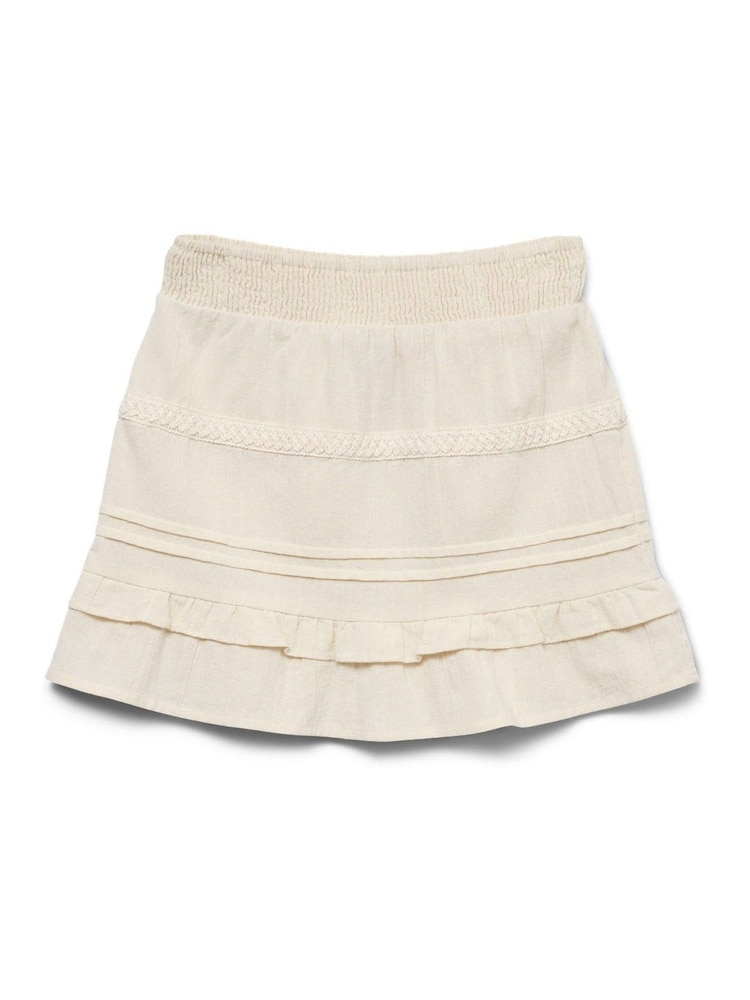 VERO MODA Cream Elasticated Waist Woven Mini Skirt - Image 5 of 5 VERO MODA Cream Elasticated Waist Woven Mini Skirt - Image 5 of 5