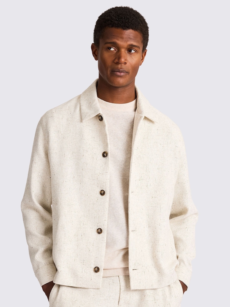 MOSS Natural Neutral Cuban Texture Overshirt - Image 1 of 4