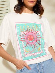 Friends Like These White/Aqua Crew Neck Slogan Easy T-Shirt - Image 1 of 4