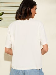 Friends Like These White/Aqua Crew Neck Slogan Easy T-Shirt - Image 4 of 4