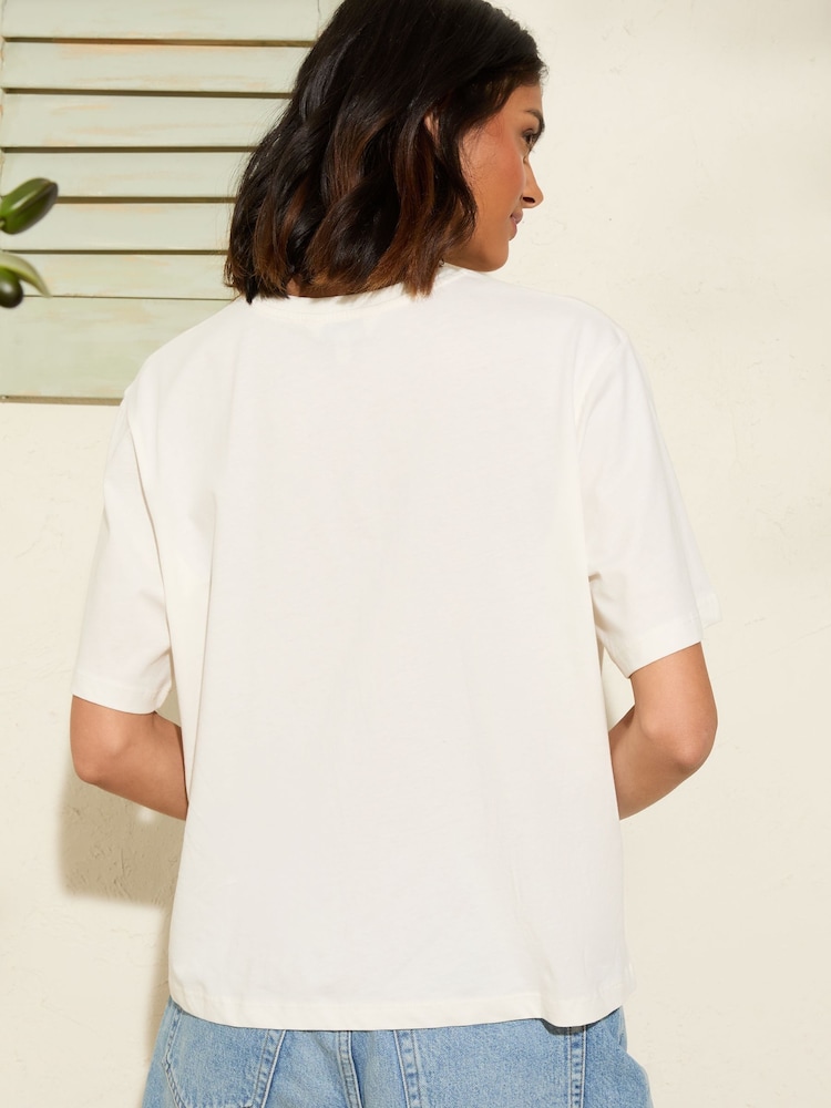 Friends Like These White/Aqua Crew Neck Slogan Easy T-Shirt - Image 4 of 4