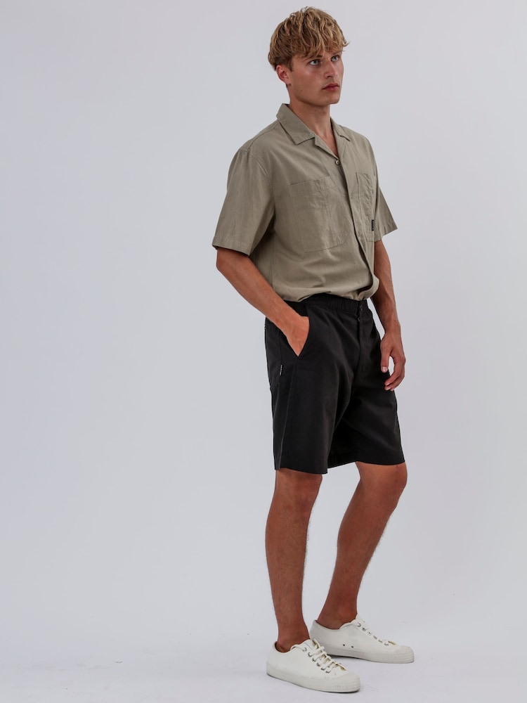 Religion Black Elasticated Chino Shorts - Image 2 of 6 Religion Black Elasticated Chino Shorts - Image 2 of 6