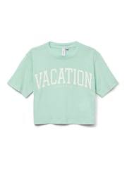 VERO MODA Green Short Sleeve Logo Cropped Jersey Top - Image 4 of 4