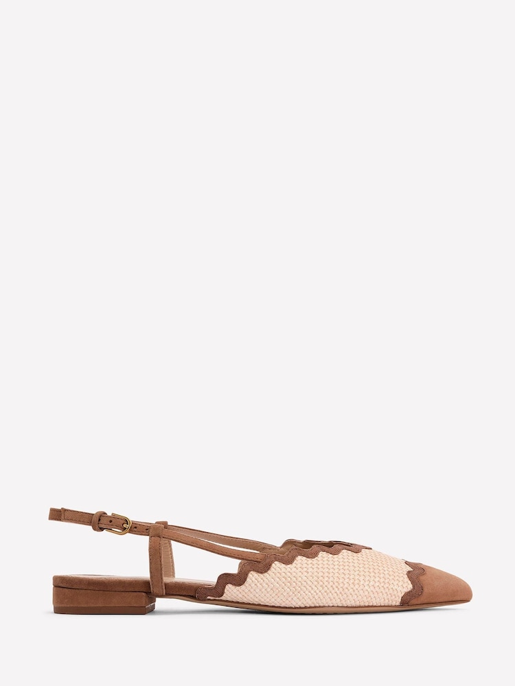 Boden Natural Ric Rac Detail Pointed Flats - Image 1 of 4