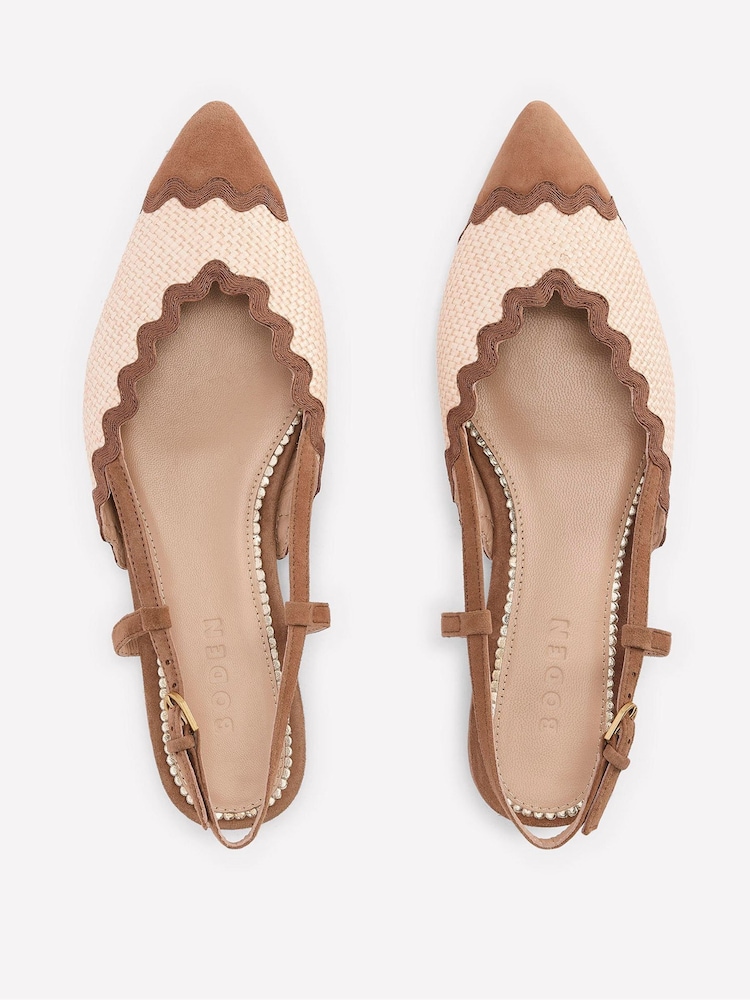 Boden Natural Ric Rac Detail Pointed Flats - Image 3 of 4