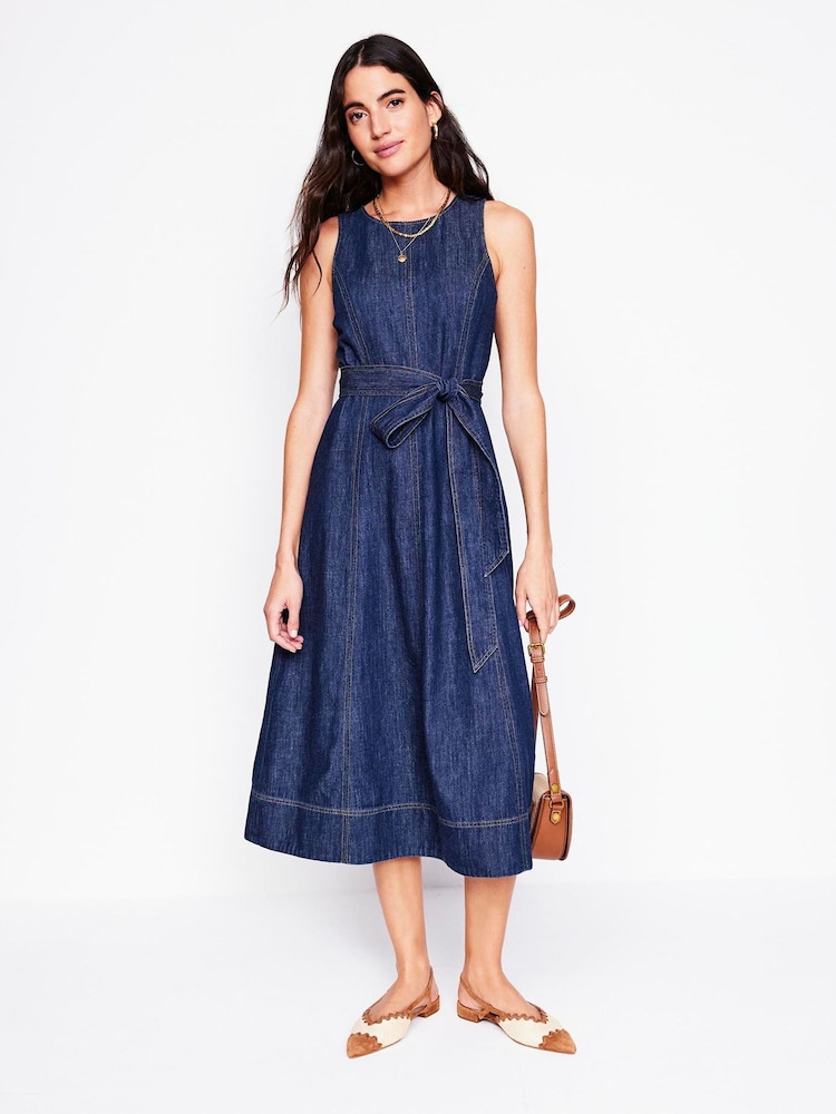 Boden Blue Sleeveless Denim Dress - Image 1 of 5