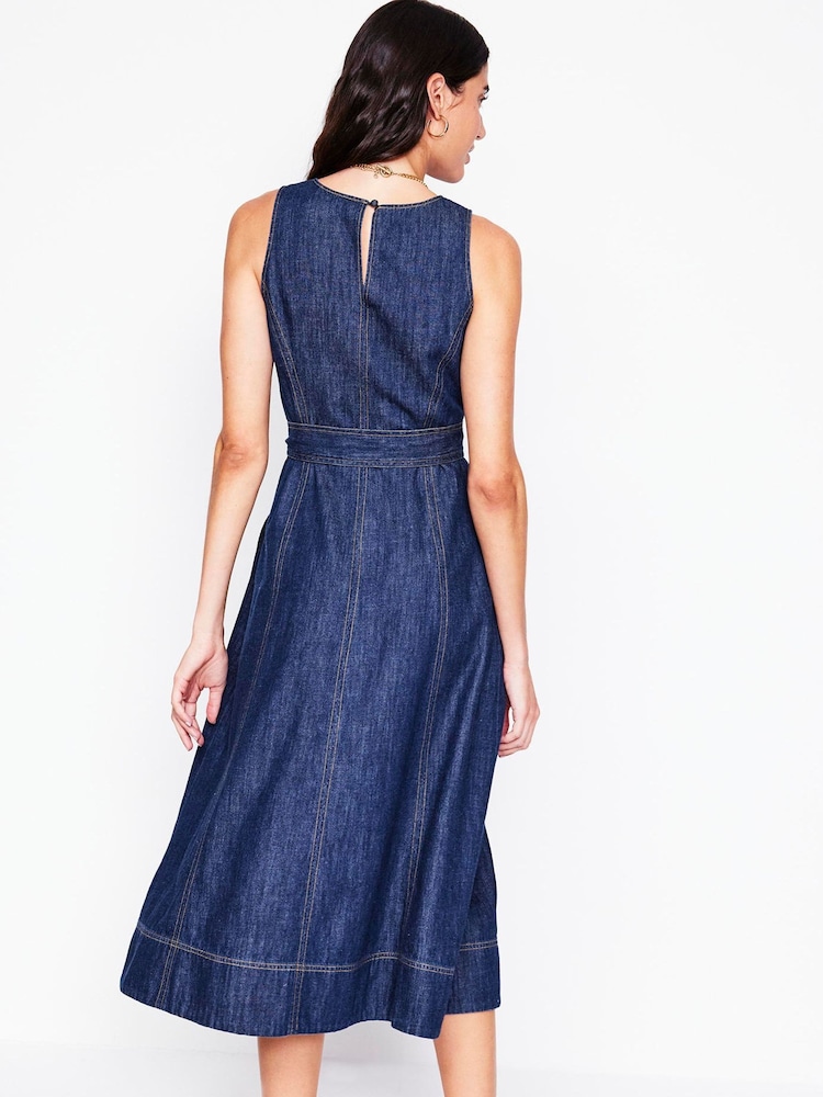 Boden Blue Sleeveless Denim Dress - Image 3 of 5