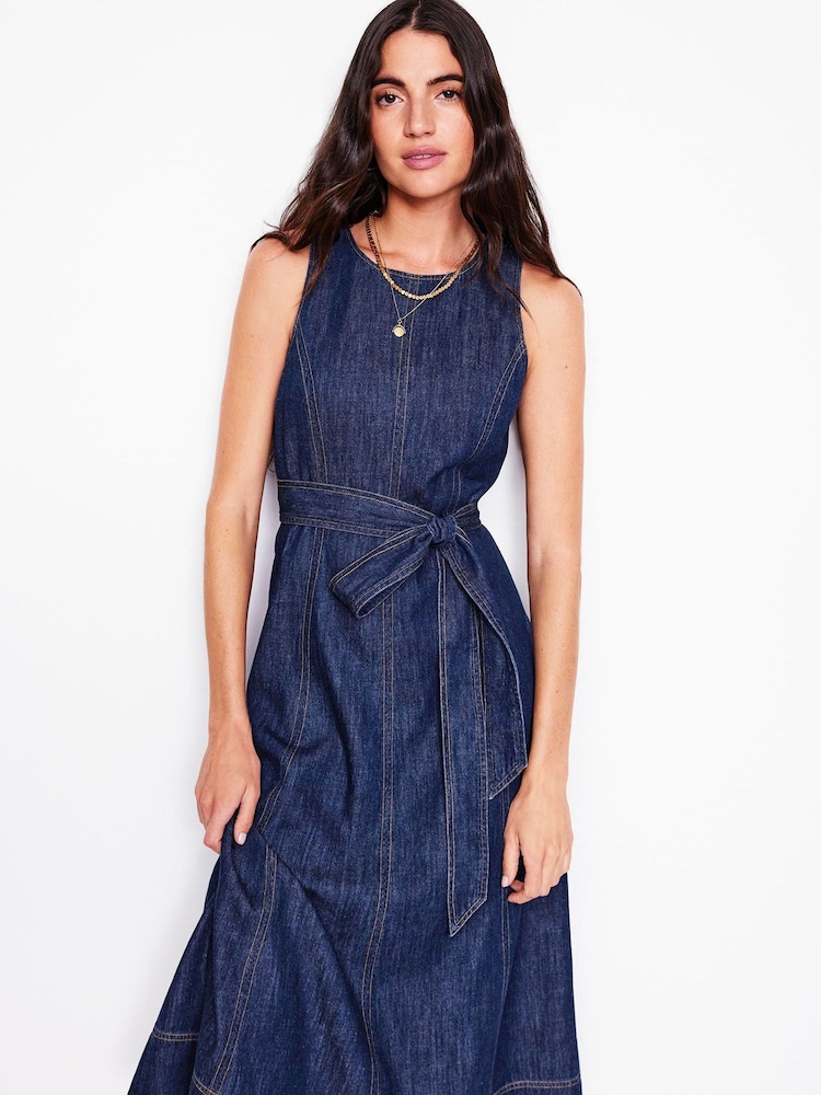 Boden Blue Sleeveless Denim Dress - Image 4 of 5