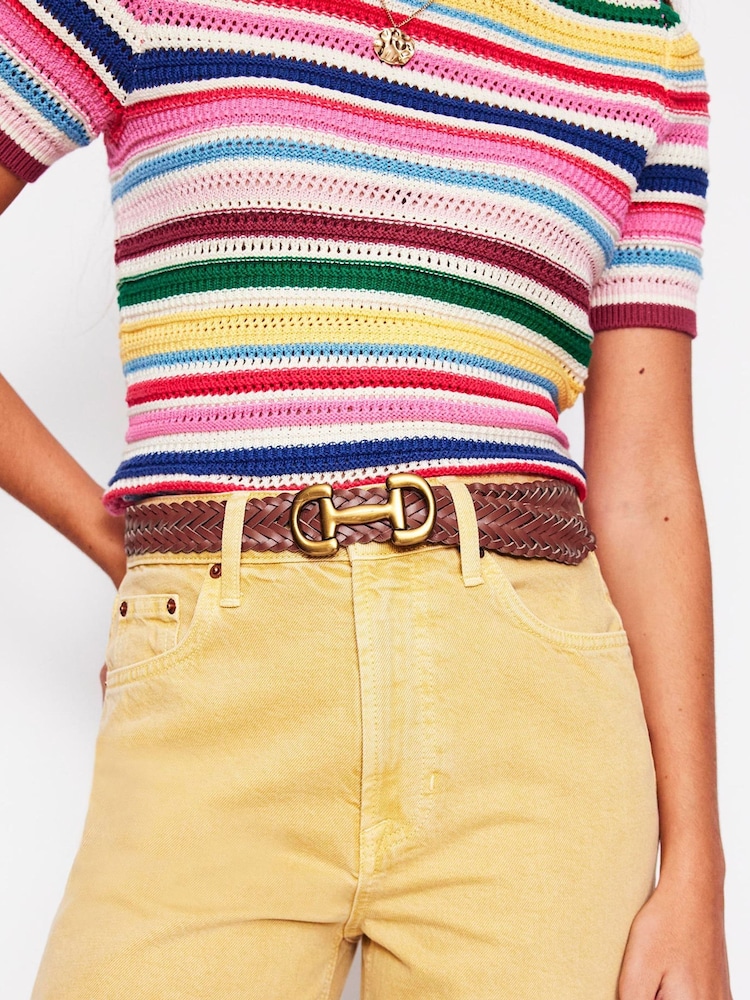 Boden Brown Woven Snaffle Belt - Image 3 of 3