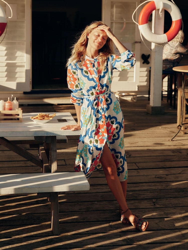 Boden Blue Jenna 100% Linen Shirt Dress - Image 1 of 6 Boden Blue Jenna 100% Linen Shirt Dress - Image 1 of 6