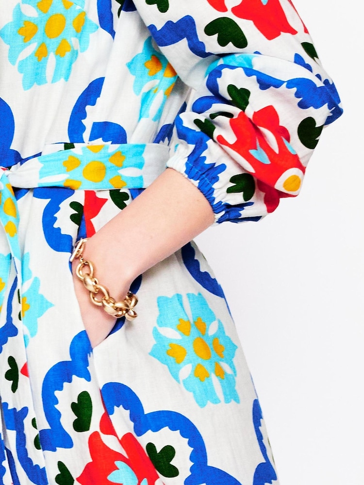 Boden Blue Jenna 100% Linen Shirt Dress - Image 2 of 6