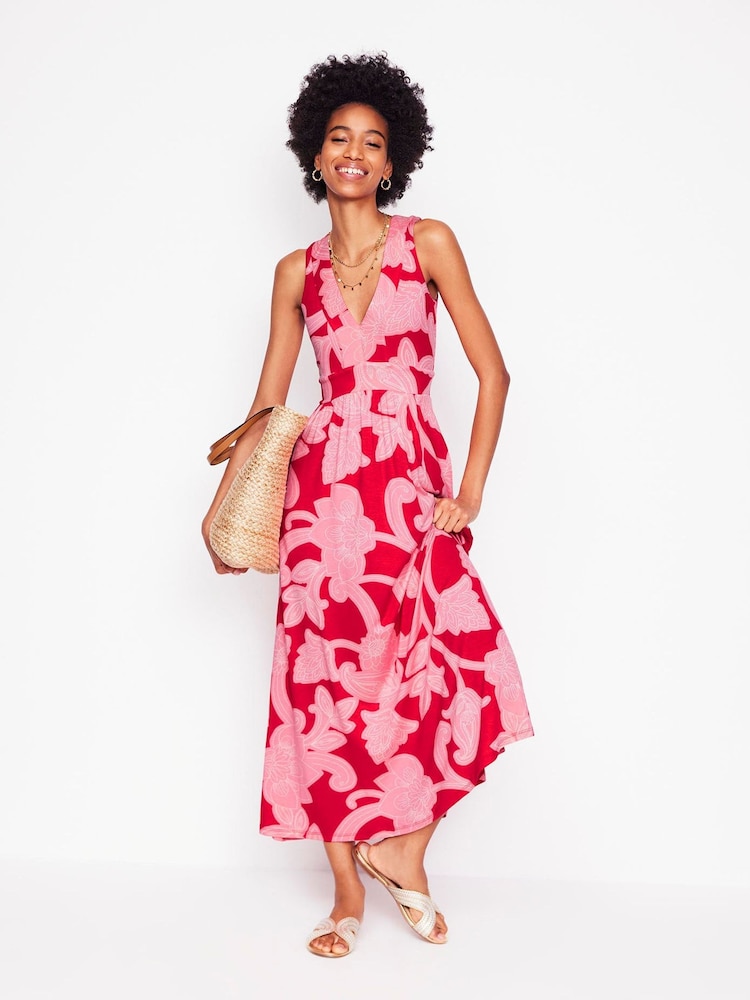 Boden Pink Bolt Olympia Jersey Maxi Dress - Image 1 of 5