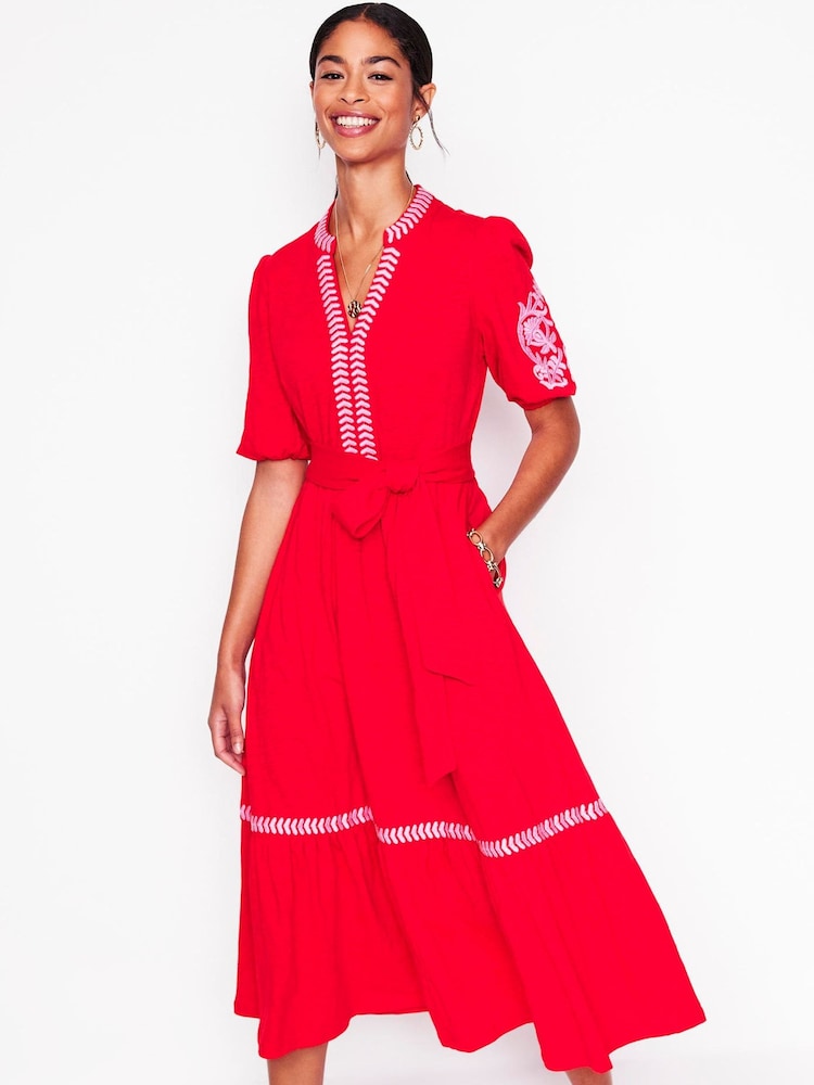 Buy Boden Red 100% Cotton Amara Embroidered Jersey Dress from Next Luxembourg Buy Boden Red 100% Cotton Amara Embroidered Jersey Dress from Next Luxembourg