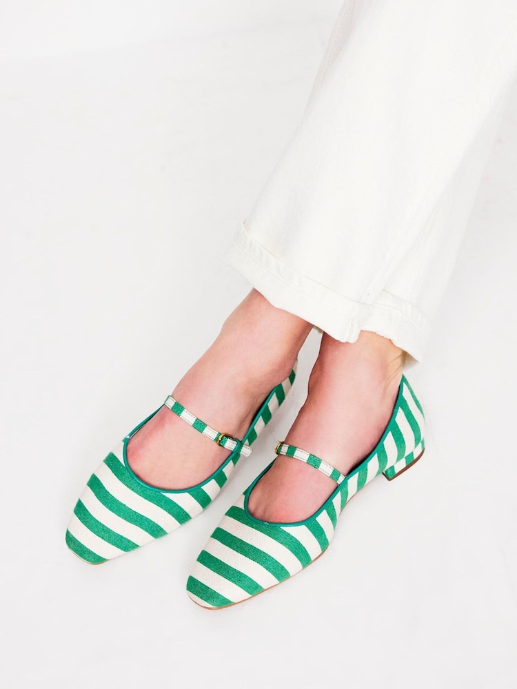 Boden Green Penelope Mary Jane Flats - Image 1 of 5