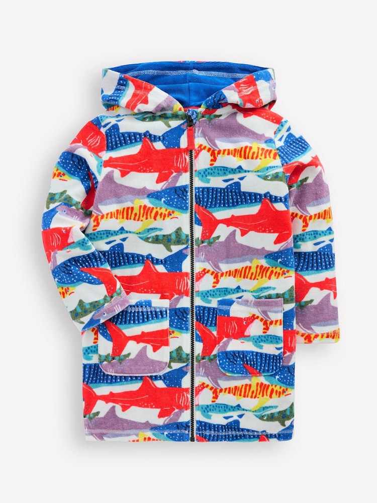 Boden Cream Shark Towelling Zip-Up Throw-On Robe - Image 1 of 3 Boden Cream Shark Towelling Zip-Up Throw-On Robe - Image 1 of 3