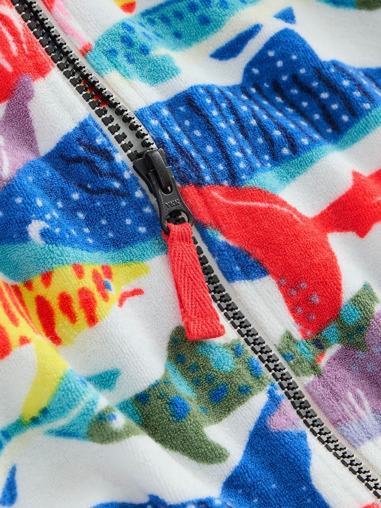 Boden Cream Towelling Zip-Up Throw-On Robe - Image 3 of 3