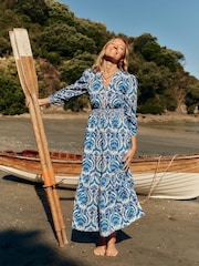 Boden Blue Elena 100% Cotton Tiered Midi Dress - Image 1 of 6