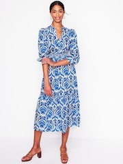 Boden Blue Elena 100% Cotton Tiered Midi Dress - Image 2 of 6