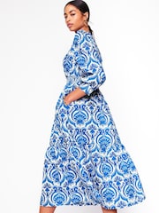 Boden Blue Elena 100% Cotton Tiered Midi Dress - Image 4 of 6