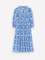 Boden Blue Elena 100% Cotton Tiered Midi Dress - Image 6 of 6