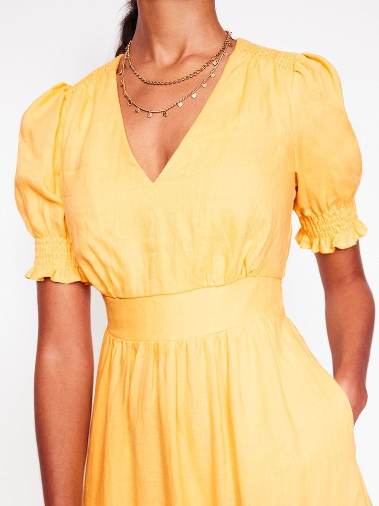 Boden Yellow Anna Tiered Midi Dress - Image 3 of 7