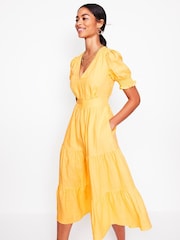 Boden Yellow Anna Tiered Midi Dress - Image 5 of 7