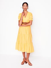 Boden Yellow Anna Tiered Midi Dress - Image 6 of 7