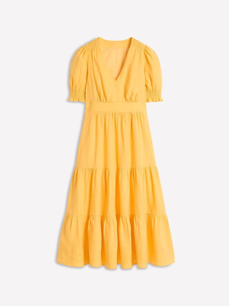 Boden Yellow Anna Tiered Midi Dress - Image 7 of 7
