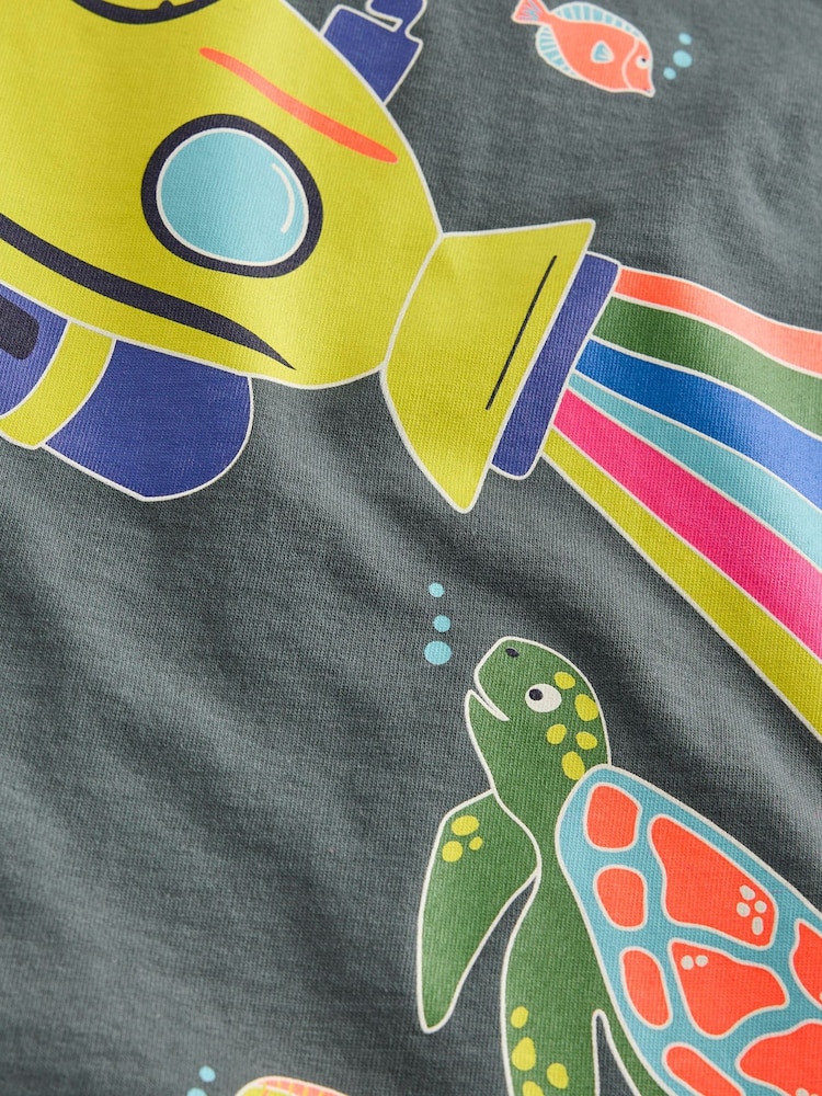 Boden Grey 100% Cotton Glow In The Dark T-Shirt - Image 3 of 3