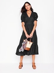 Boden Black Anna Tiered Midi Dress - Image 1 of 4