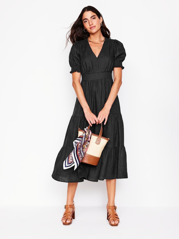 Boden Black Anna Tiered Midi Dress - Image 1 of 4