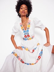 Boden White Anna Tiered Midi Dress - Image 2 of 8