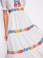 Boden White Anna Tiered Midi Dress - Image 4 of 8