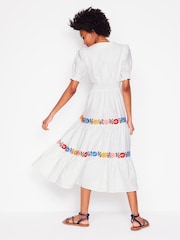 Boden White Anna Tiered Midi Dress - Image 5 of 8