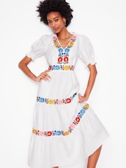Boden White Anna Tiered Midi Dress - Image 6 of 8