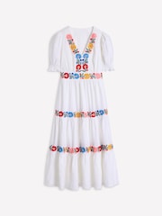 Boden White Anna Tiered Midi Dress - Image 8 of 8
